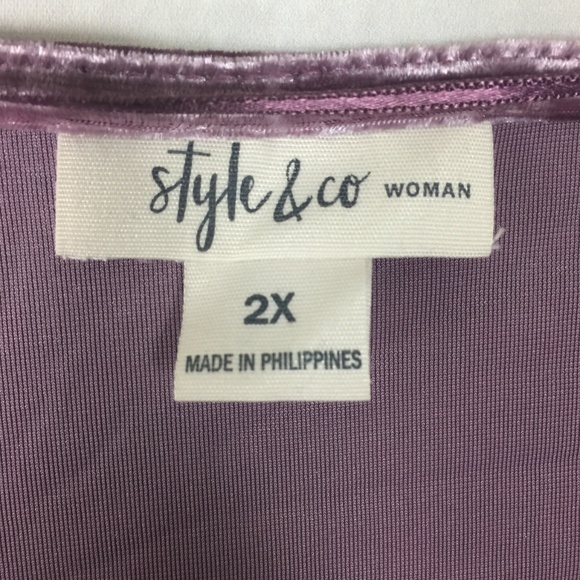 Style Co Blush Embroidered Lace-Up Velvet Blouse - Picture 7 of 7